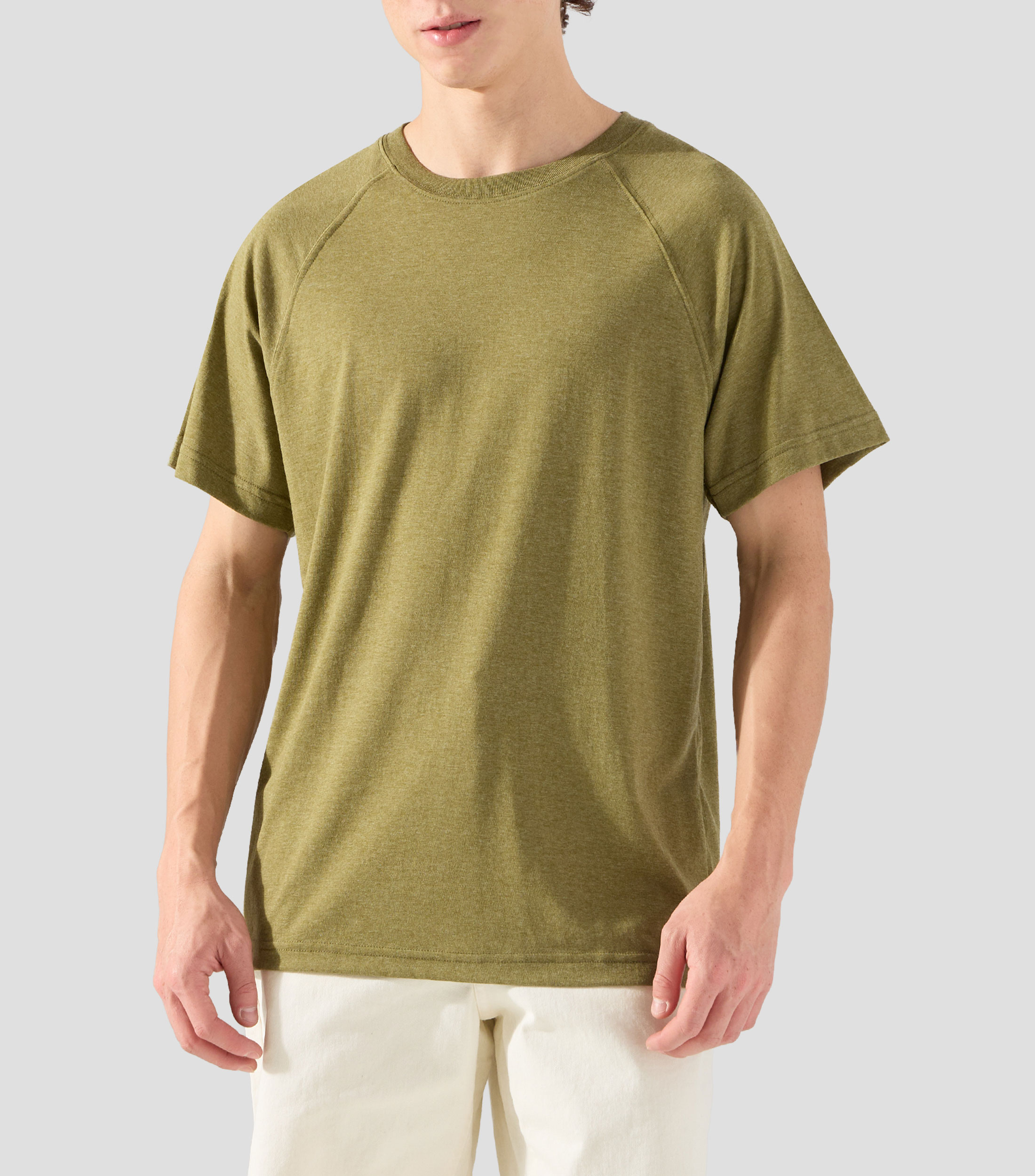 Playera de cuello redondo con manga corta lisa Hombre